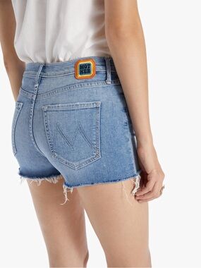 MOTHER Dutchie Denim Cutoff Shorts with Rainbow Patch